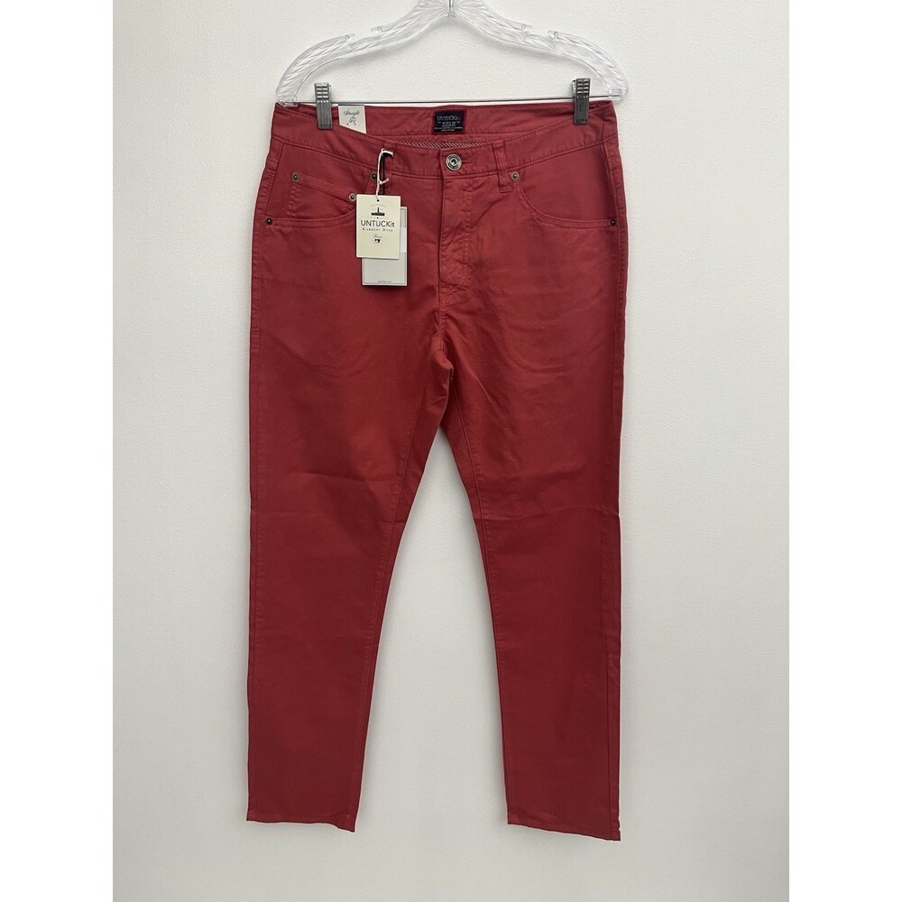 Untuckit El Circo Red Men’s Pants Straight Fit Pima Cotton Spandex Size 32x32,